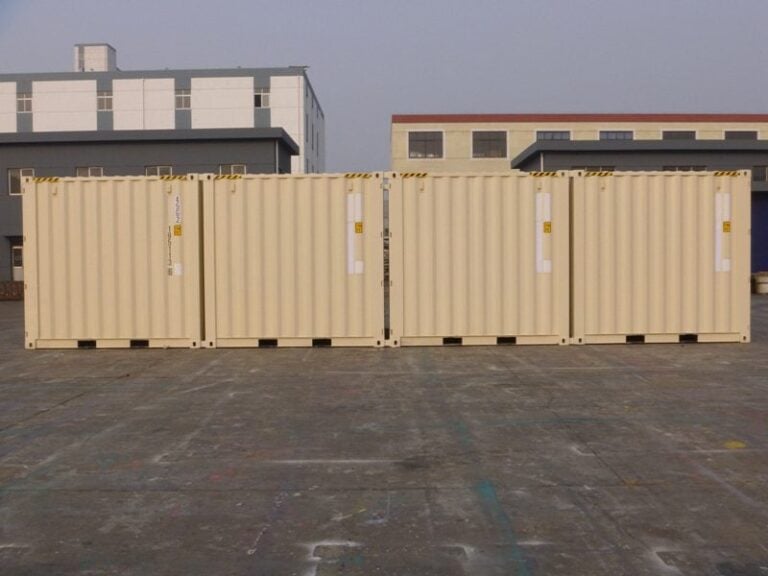 Four beige QuadCon containers side by side