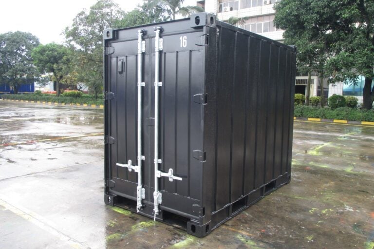 Black QuadCon container with its doors closed