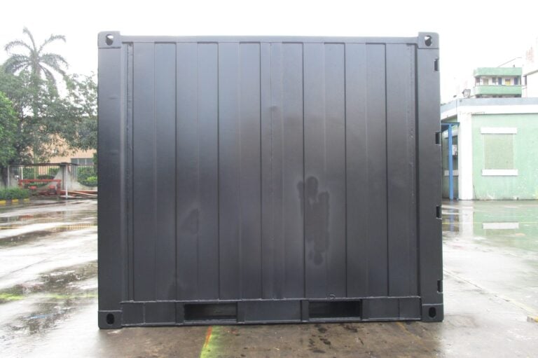 Side view of a black QuadCon container